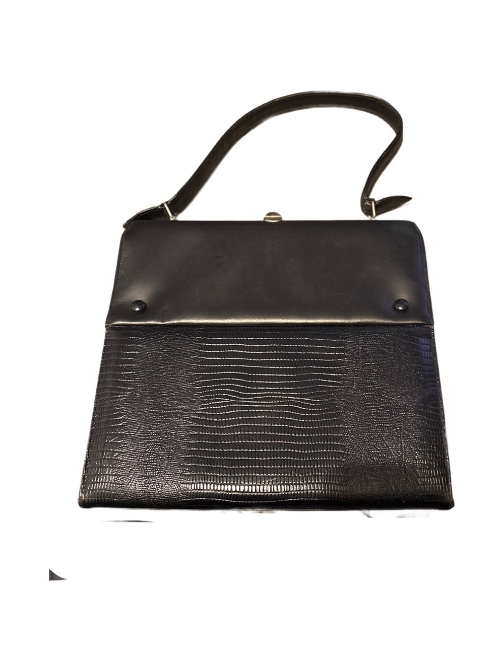 Classic Black Textured Top-Handle Bag